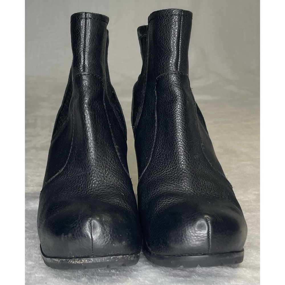Korks Kork Ease Pilar Size 8M Black Leather Wedge Ankle Boots Chelsea Bootie - Picture 4 of 10